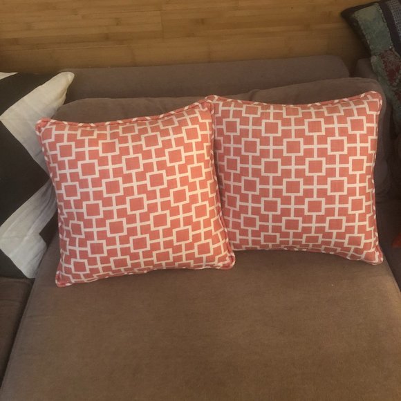 PAIR of DOWN Modern Double-Sided Throw Pillows and Zipper Closure Geometrical - Picture 3 of 7